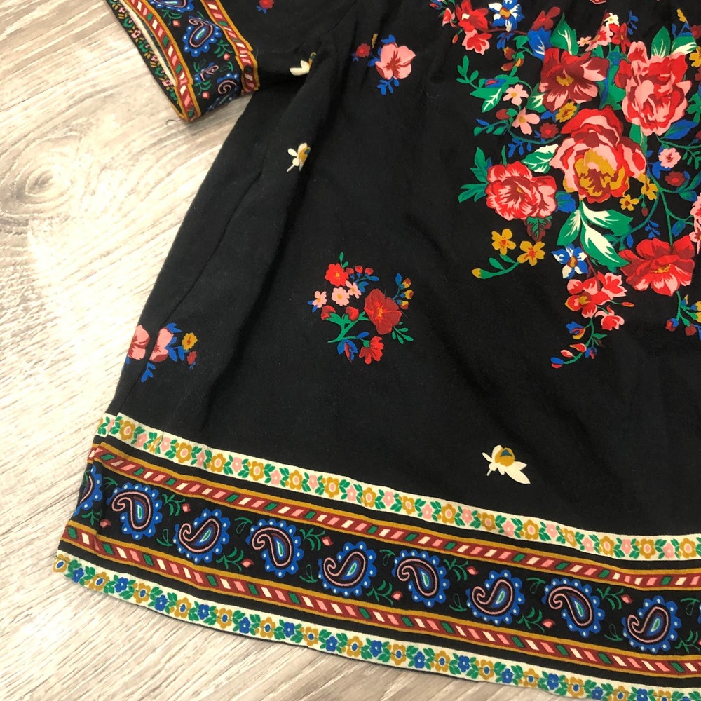 Flying Tomato Floral Off the Shoulder Top Medium Black Floral Print Shirt - Picture 8 of 14
